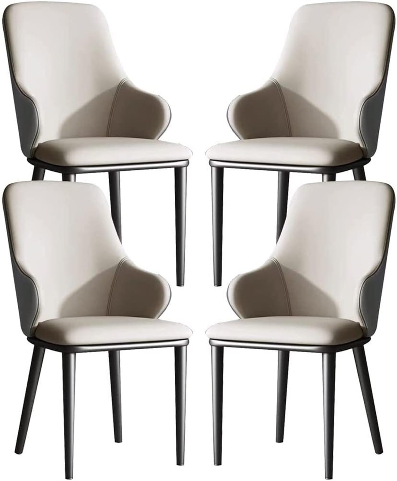 SJIALEN Kitchen Dining Chairs Set of 4,Artificial Leather Carbon Steel Leg Dressing Table Makeup Chair Bedroom Room Balcony Sofa Chair Kitchen Chair (Color : Beige, Size : 88 * 45 * 41cm)