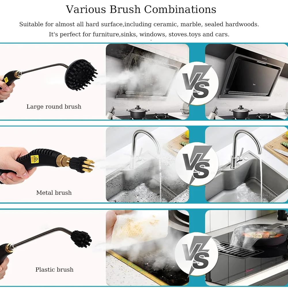 Limpiador A Vapor PortáTil De 1500 W Y 1,3 L (Vapor De 6 Velocidades),Vaporizador De Alta PresióN para Limpieza (110 ℃/3,5 Bar),Se Calienta RáPidamente En 15 Segundos,para Muebles,Cocinas,BañOs