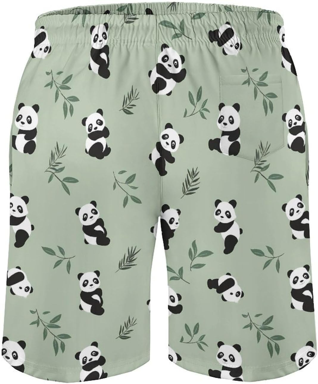 Cute Pandas Casual Men's Swim Trunks Novelty Summer Beach Shorts Swimwear with Pocket