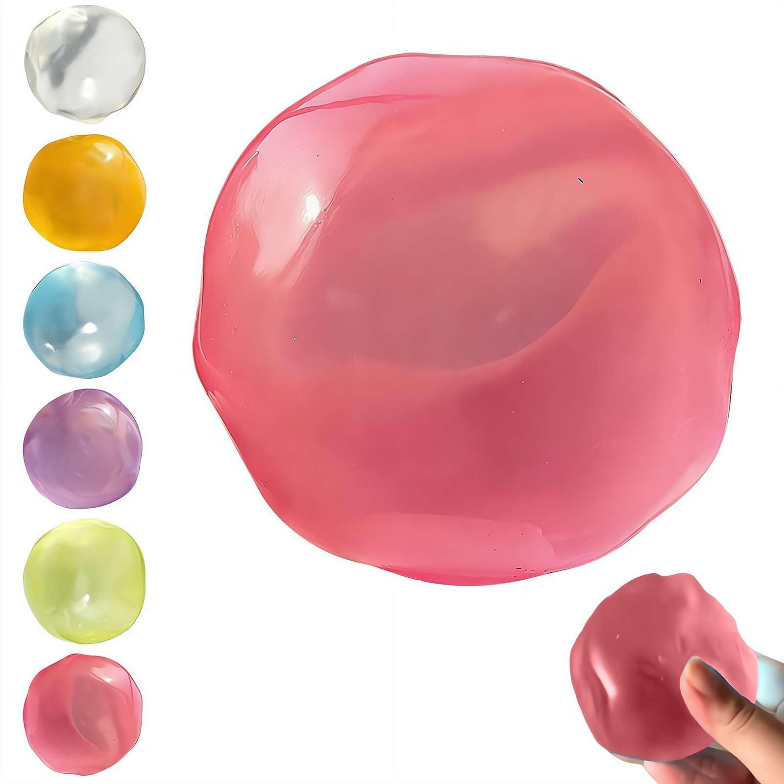 Coconut Oil Stress Ball, Squeeze Ball Stress Relief Toy, Soft TPR Material and Imitation Coconut Oil Filling, High Transparent Decompression Toy for Adults, 2.36 Inch Portable Calming Fidget Toys