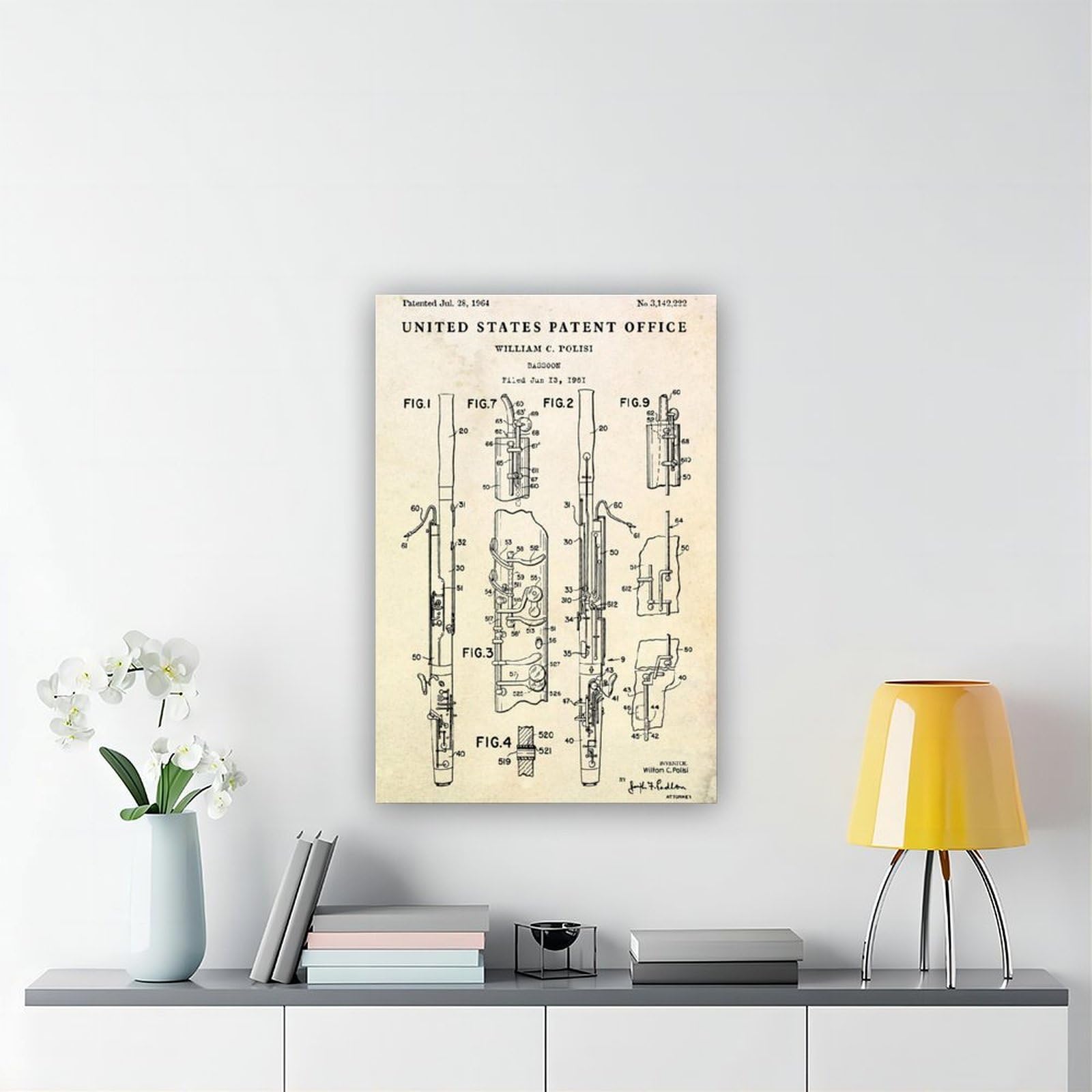 WLQZFRWV Poster su tela con immagine di fagotto del 1964, decorazione per camera da letto, ufficio, stanza, regalo, 60 x 90 cm