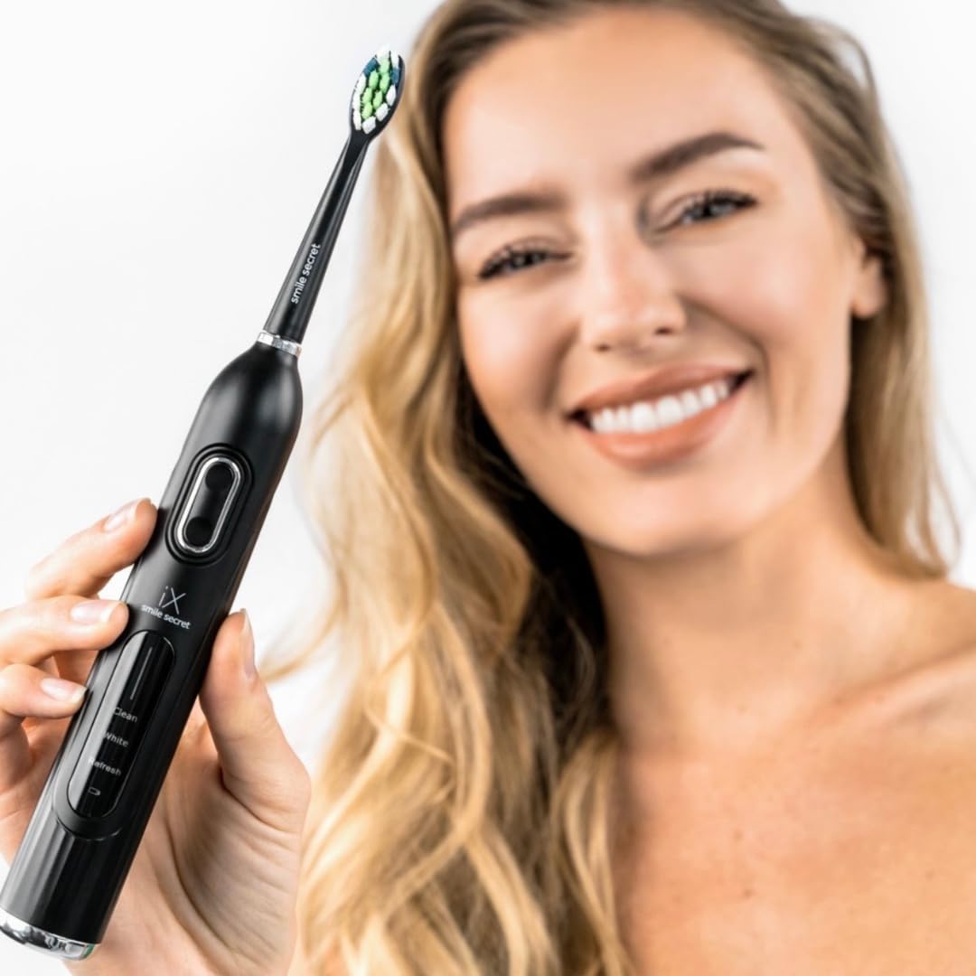 SmileSecret iX Ultraschall-Zahnbürste, 40.000 Schwingungen/Min elektrische Zahnbürste, Tiefenreinigung, Drucksensor zum Schutz des Zahnfleisches, 2-Min-Timer, Massagemodi für saubere Zahnaufhellung