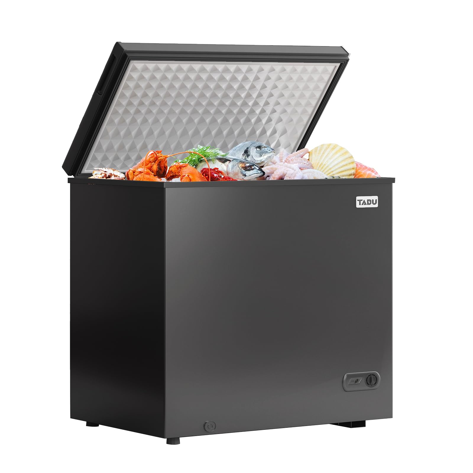 TABU 10 Cu Ft Deep Freezer,Top Opening Chest Freezer with Removable Basket, Energy Saving Compact Freezer with 7 Level Adjustable Thermostat(Black) | Fridge.com