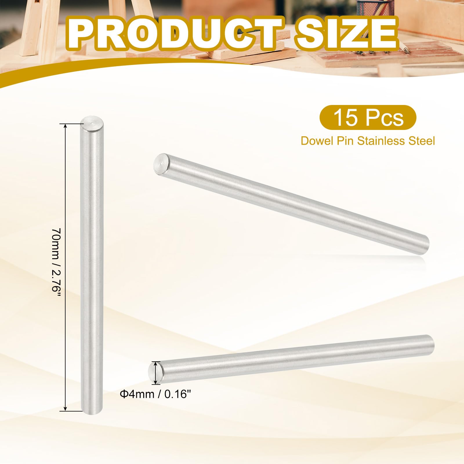 PATIKIL 4mm x 70mm Dowel Pin Stainless Steel - Image 2