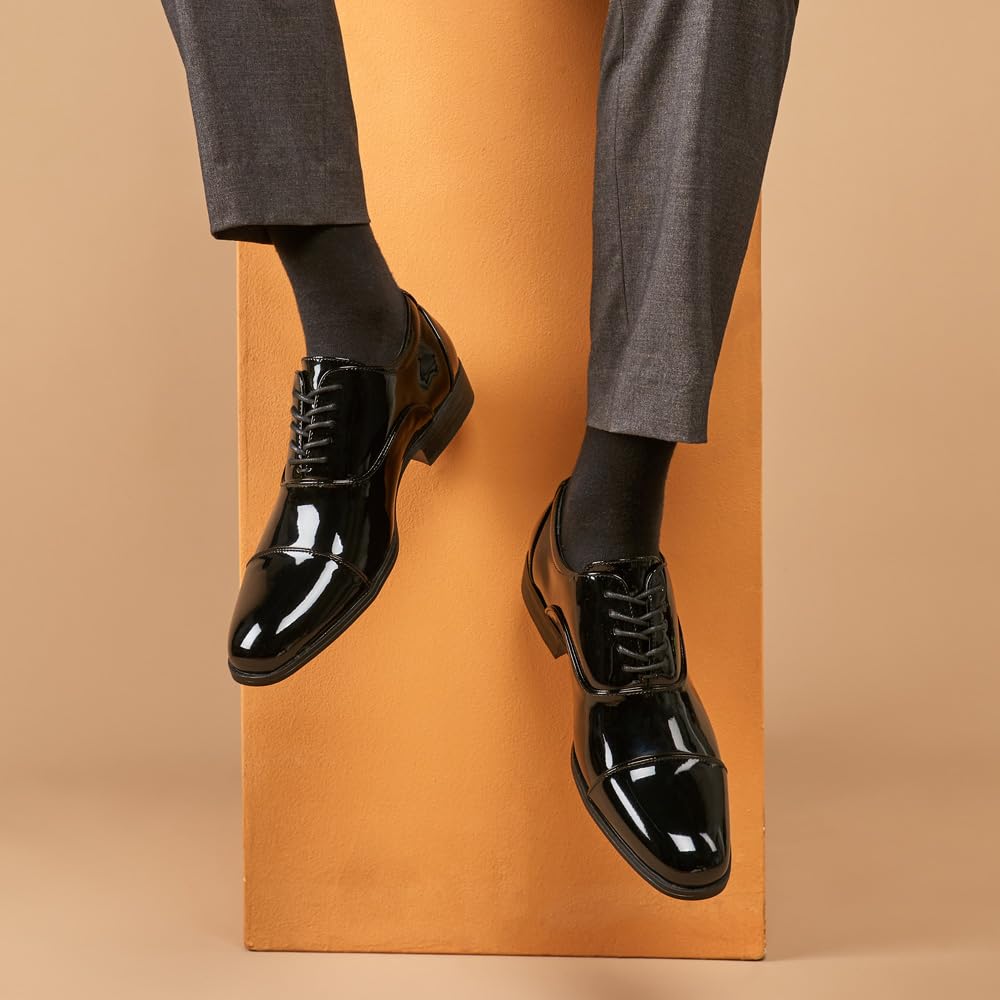Zapatos de charol para hombre de estilo británico brillante con tres costuras, zapatos Oxford formales de negocios, zapatos de boda, zapatos de alto rendimiento
