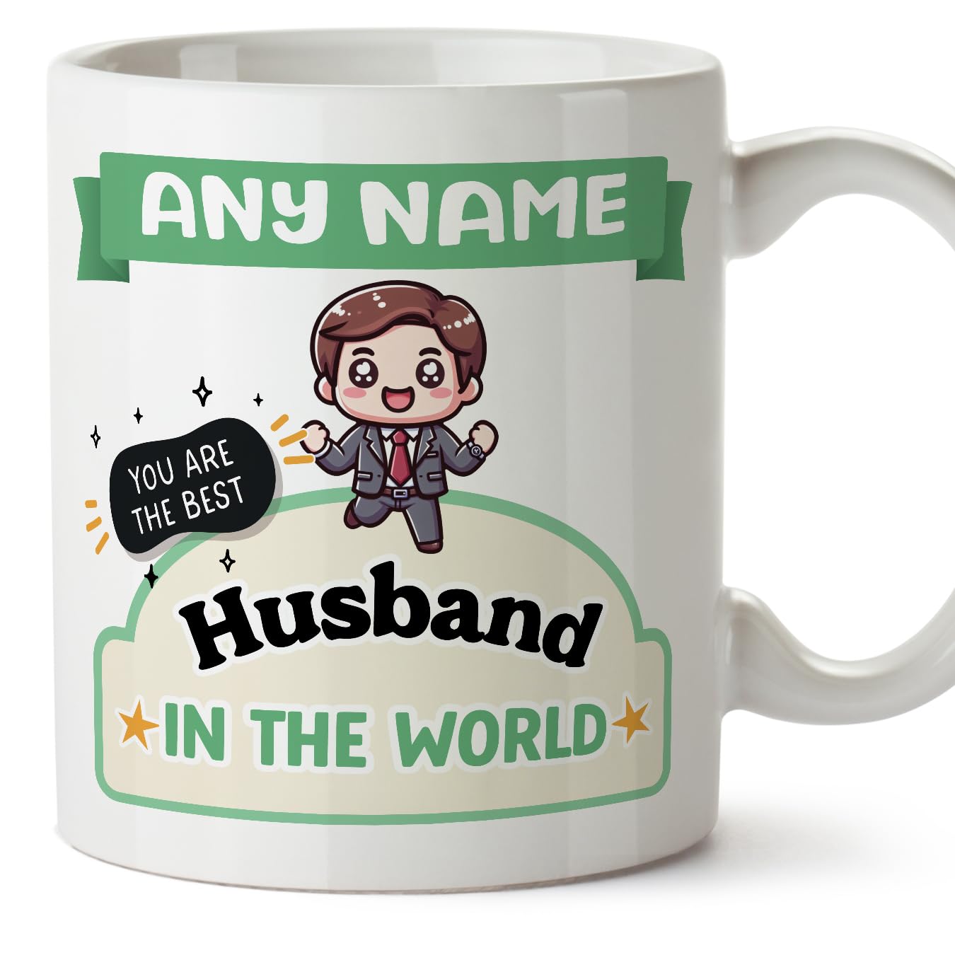 MUGFFINS Husband Mug - in English - Best in The World - Kawaii - Funny Gift - Ceramic 11oz Mug