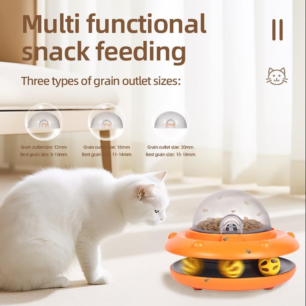 Máquina Tragamonedas y Alimentador de Golosinas for Gatos, Dispensador Automático Recargable con Pista de Bola de Campana, Juguete Interactivo(Blue)
