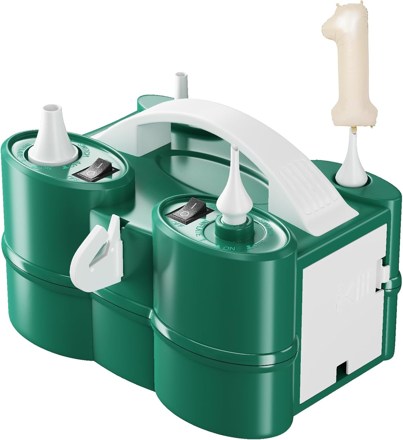 Electric Balloon Pump with Beige Number 1 Balloon, Portable Air Pump for Latex 260q Foil Balloons, Dual Nozzle Balloon Blower Machine for Party Decoration, Balloon Inflator Deflator