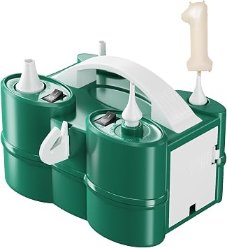 Electric Balloon Pump with Beige Number 1 Balloon, Portable Air Pump for Latex 260q Foil Balloons, Dual Nozzle Balloon Blower Machine for Party Decoration, Balloon Inflator Deflator