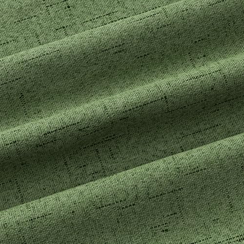 Image of 100% Blackout Linen Textured Curtains for Bedroom Full Light Blocking Room Darkening Bronze Grommet Window Drapes Thermal Insulated Energy Efficient Home Decor 52x84 Olive Green (2 Panels)