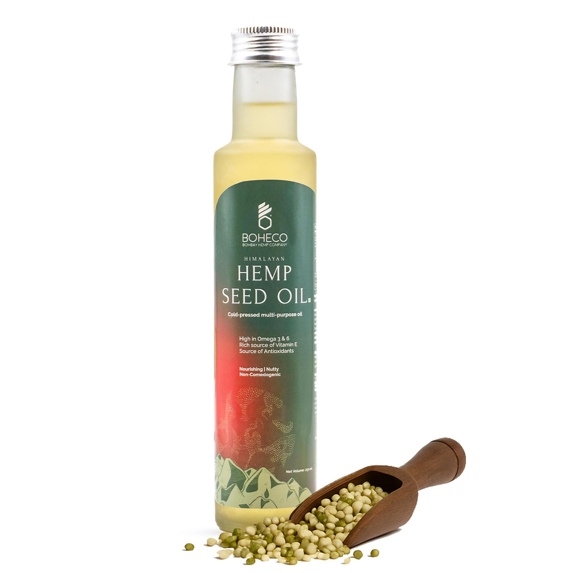 BOHECO Himalayan Hemp Seed Oil - 250ml | Cold Pressed | Rich In Vitamin E, Omega-3 & Omega-6 | 100% Plant-Based Multipurpose Oil | Supports Heart and Brain Health | Antioxidants | FSSAI Certified