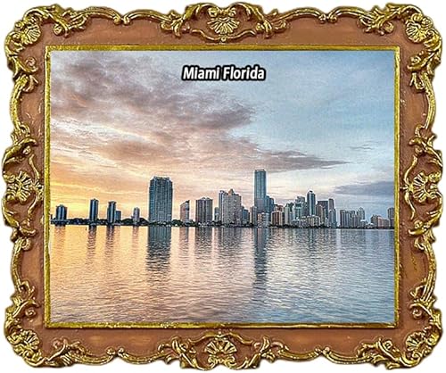 Miami Florida USA - Imán para refrigerador 3D, recuerdo de viaje, decoración de nevera, etiqueta engomada magnética, colección artesanal