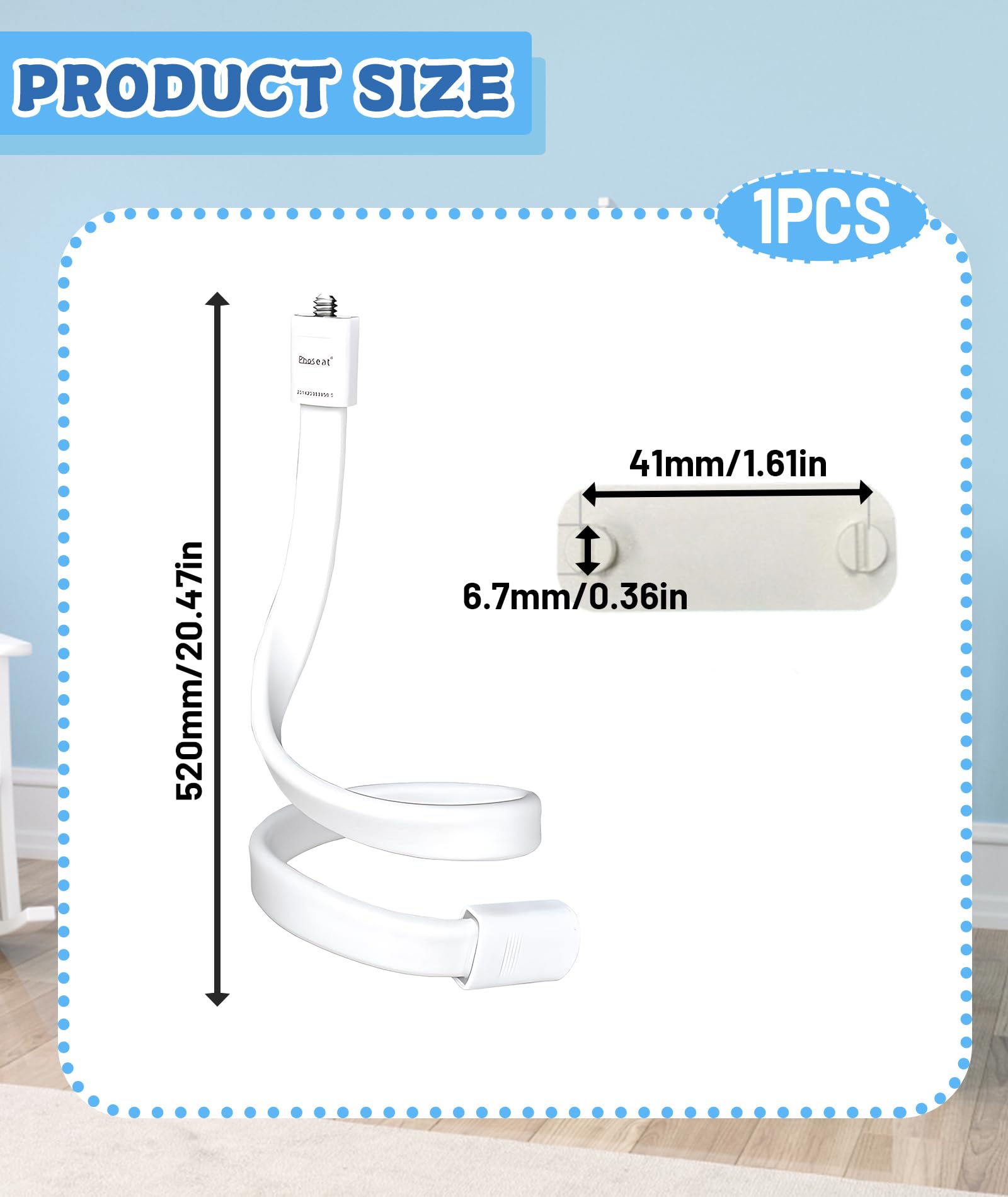 1/4 Threaded Hole, Flexible Baby Monitor Mount, Universal Baby Monitor Stand, Soft Material, No Drilling, Universal Fit for Cribs, Strollers(White) - Image 2 thumbnail