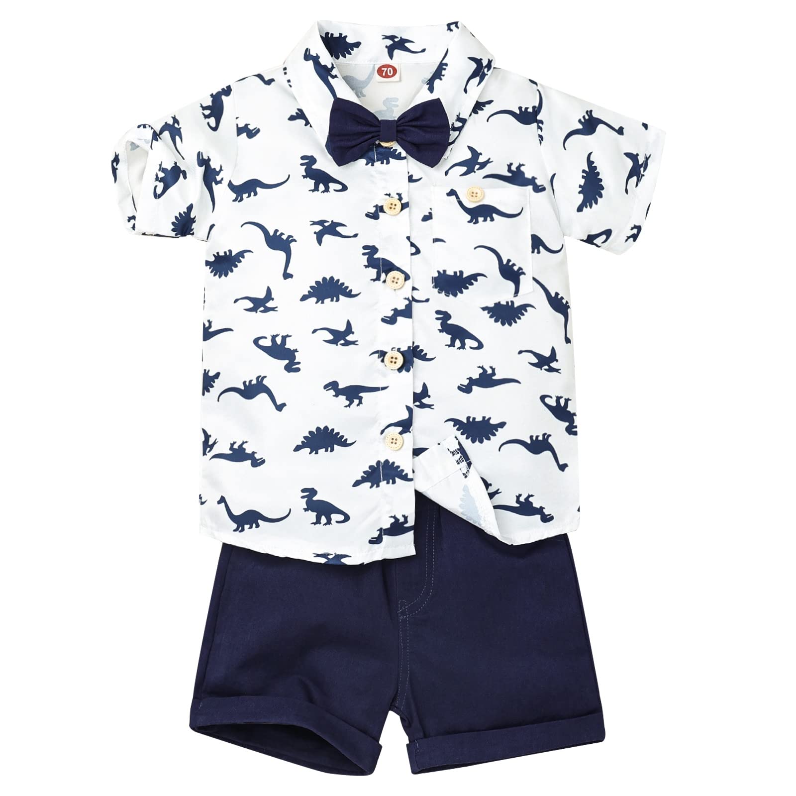DOMOABEI Toddler Baby Boy Clothes Summer Shorts Sets Short Sleeve Dinosaurs Shirt Top + Shorts Set Outfits Set 12 Months-4T
