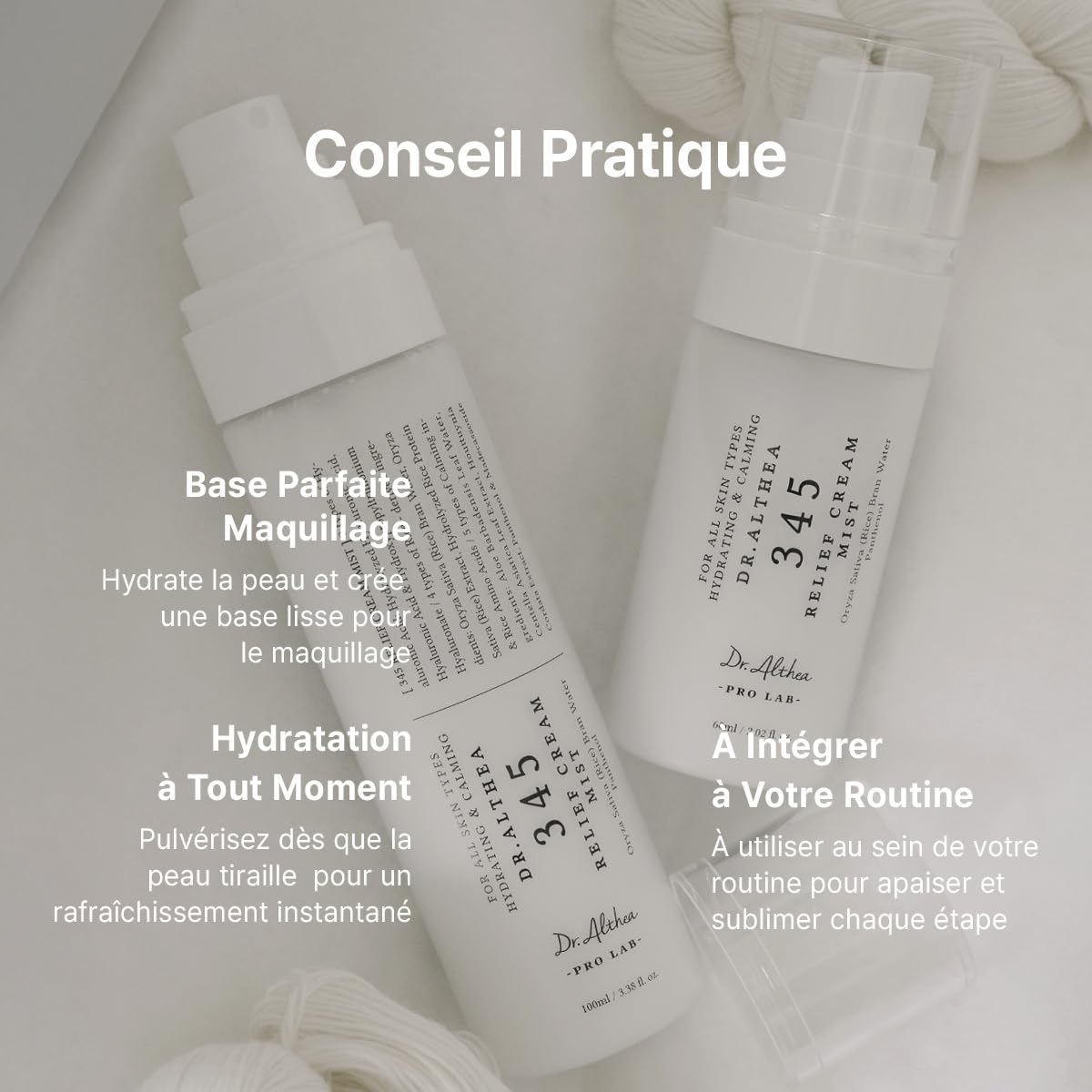 Dr.Althea 345 Relief Cream Mist | Brume Visage Hydratante à l’Extrait de Riz | Soin Apaisant pour Peaux Sensibles | Cosmétique Coréenne Vegan, 100ml