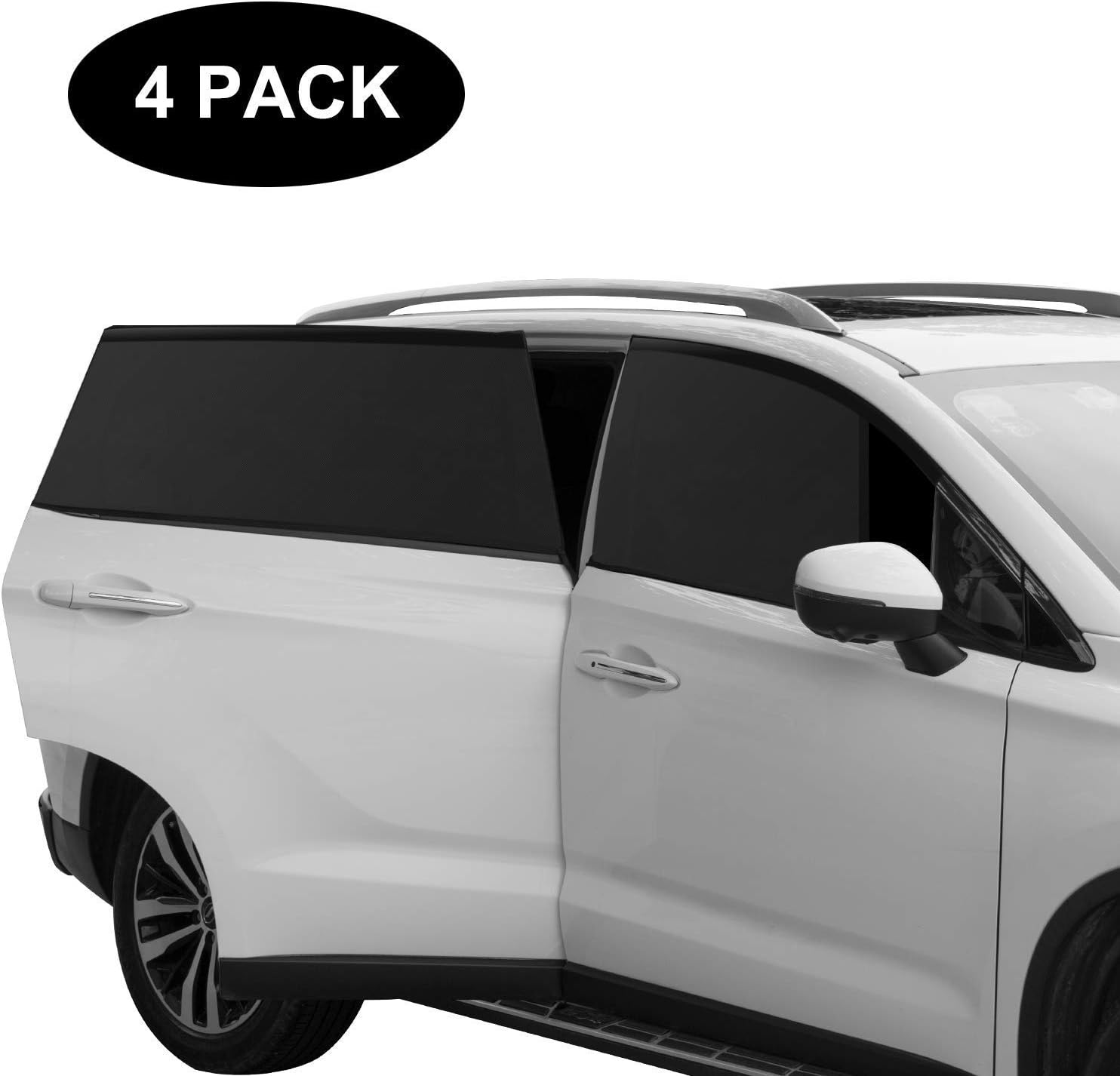 AURSINC Car Side Window Sun Shade, Breathable Mesh Sun Shield with Sunlight Protection Reduce Cold Wind Fit for Cars and SUVs -4 Packs