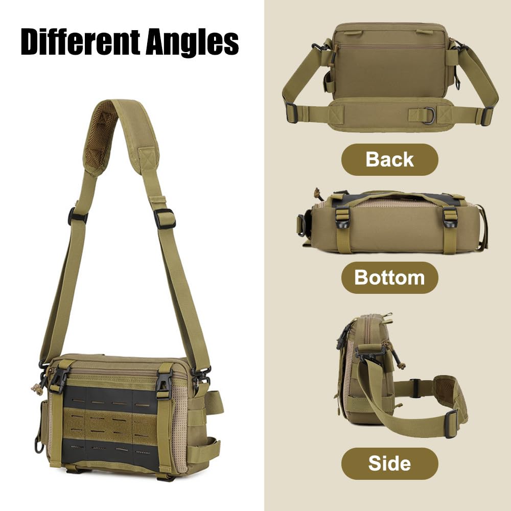 Bolsa táctica de hombro impermeable para señuelos de pesca Molle para camping, escalada, senderismo, viajes, verde, Classique