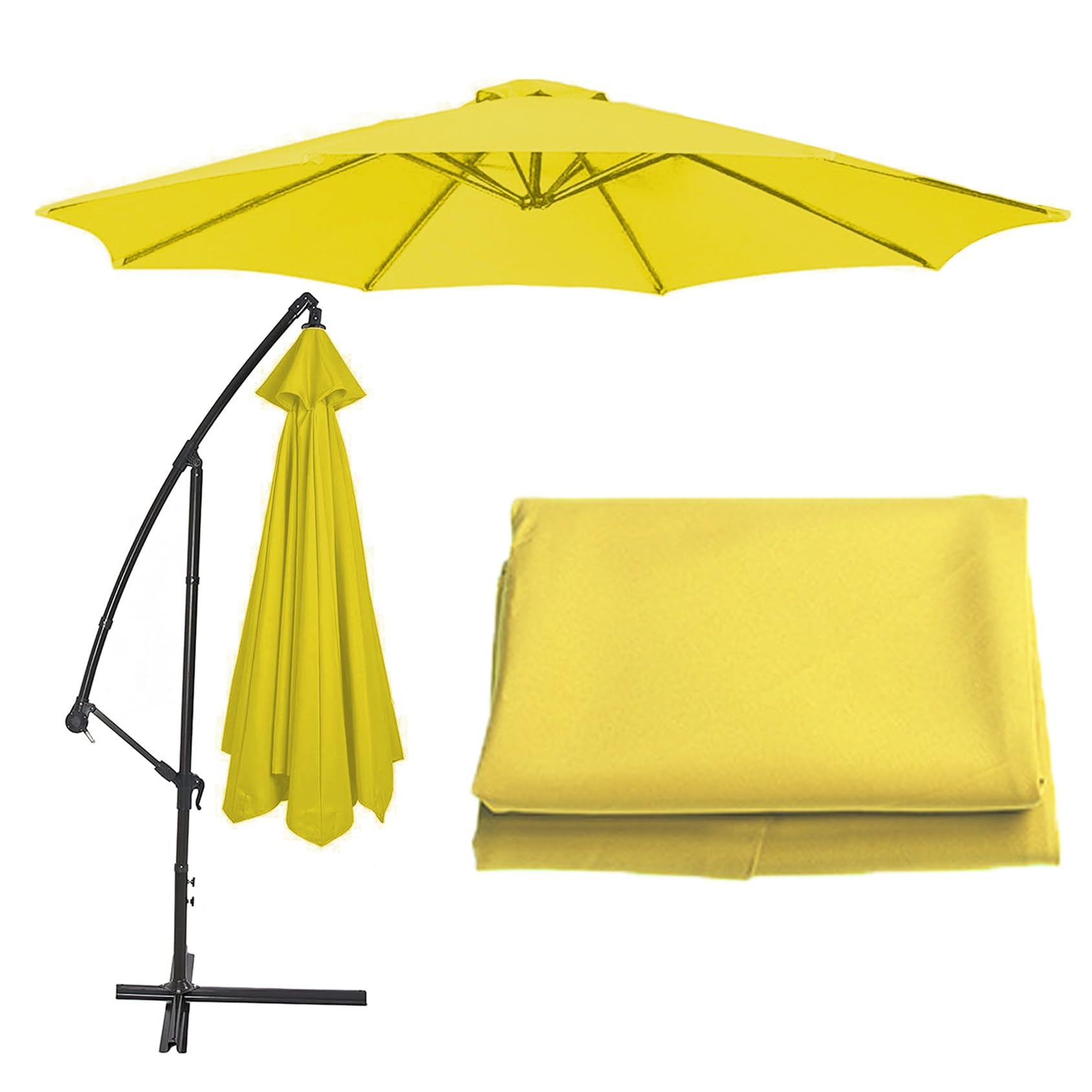 Parasol Umbrella Replacement Canopy Cover 200cm/2.7m/300cm (6.5'/8.8'/9.8') Cantilever Parasol Top Fabric Cover Sunshade Cloth For 6/8 Ribs Standard, Offset Hanging Parasols(Color:Yellow,Size:8 ribs-3