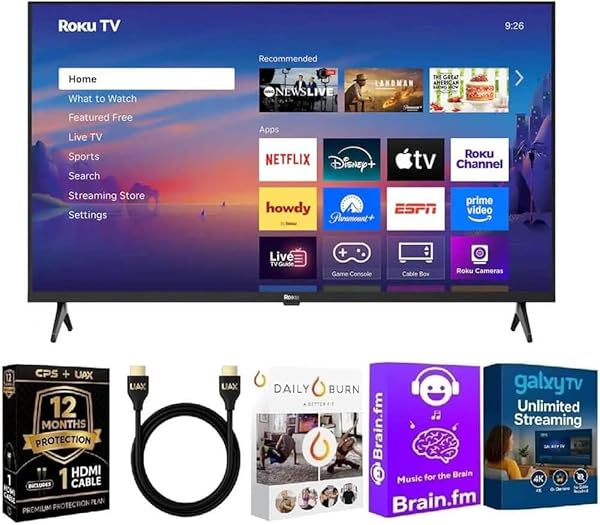 Roku 40R3D5KIT1 40 inch Select Series 1080p Full HD Smart TV 2025 Model with WiFi Streaming Apps HDMI Cable 12 Month C
