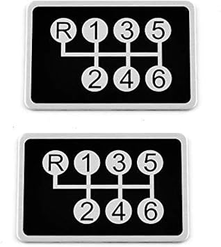 2PCS 54 x 36mm2.13 x 1.42in Aluminum Black 6 Speed Manual Transmissions Gear Shift Pattern Bumper Decal Stickers