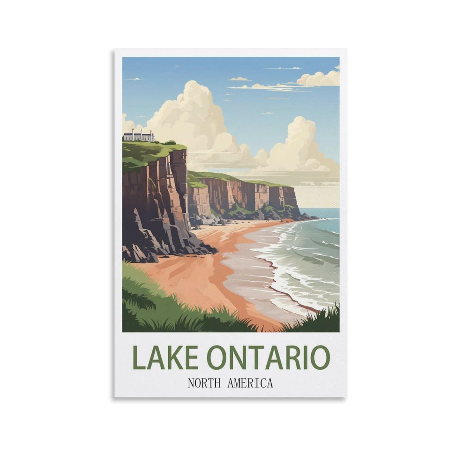 EZMLFA 5D Diamond Art Kits for Beginner,Lake Ontario,Diamond Art House DIY Diamond Art Kits for Home Wall Decor 30x40cm