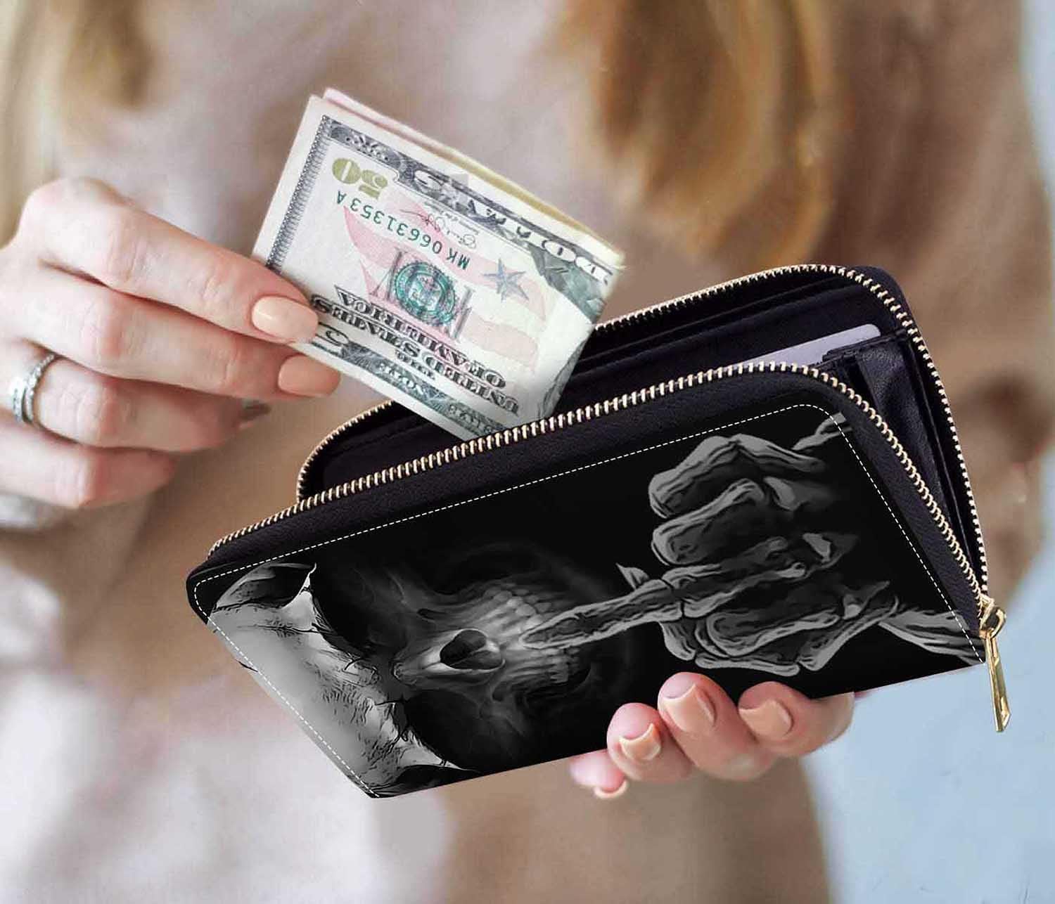 Women Large Capacity Wallets PU Leather Zipper Clutch Purse for Smart Phone/Card/Coin/Cash