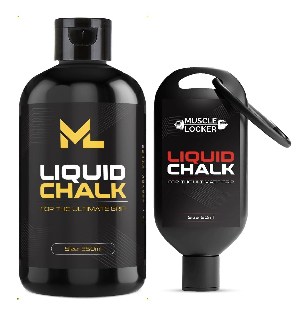 Muscle Locker Ultimate Grip Liquid Chalk, Sweat-Free Hands for Weightlifting, Gym, Rock Climbing, Calisthenics, Gymnastics, Pole Dancing CrossFit, Bodybuilding (250ml + 50ml)