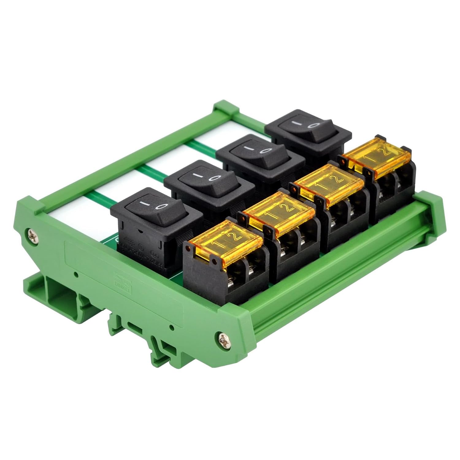 DIN Rail Mount Rocker Switch Module, 10Amp 250VAC/50VDC (4 Channel)