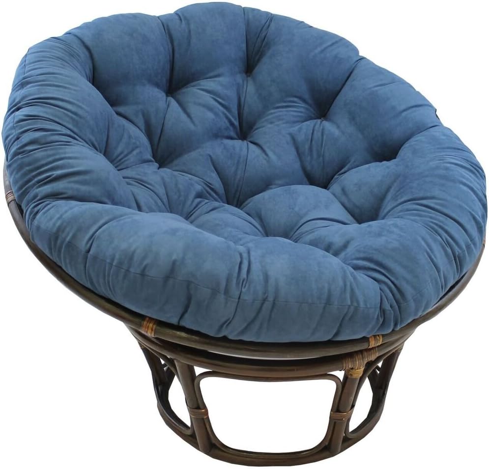American Rattan Papasan Chair with Light Blue 100% Polyester Cushion - Adult Size