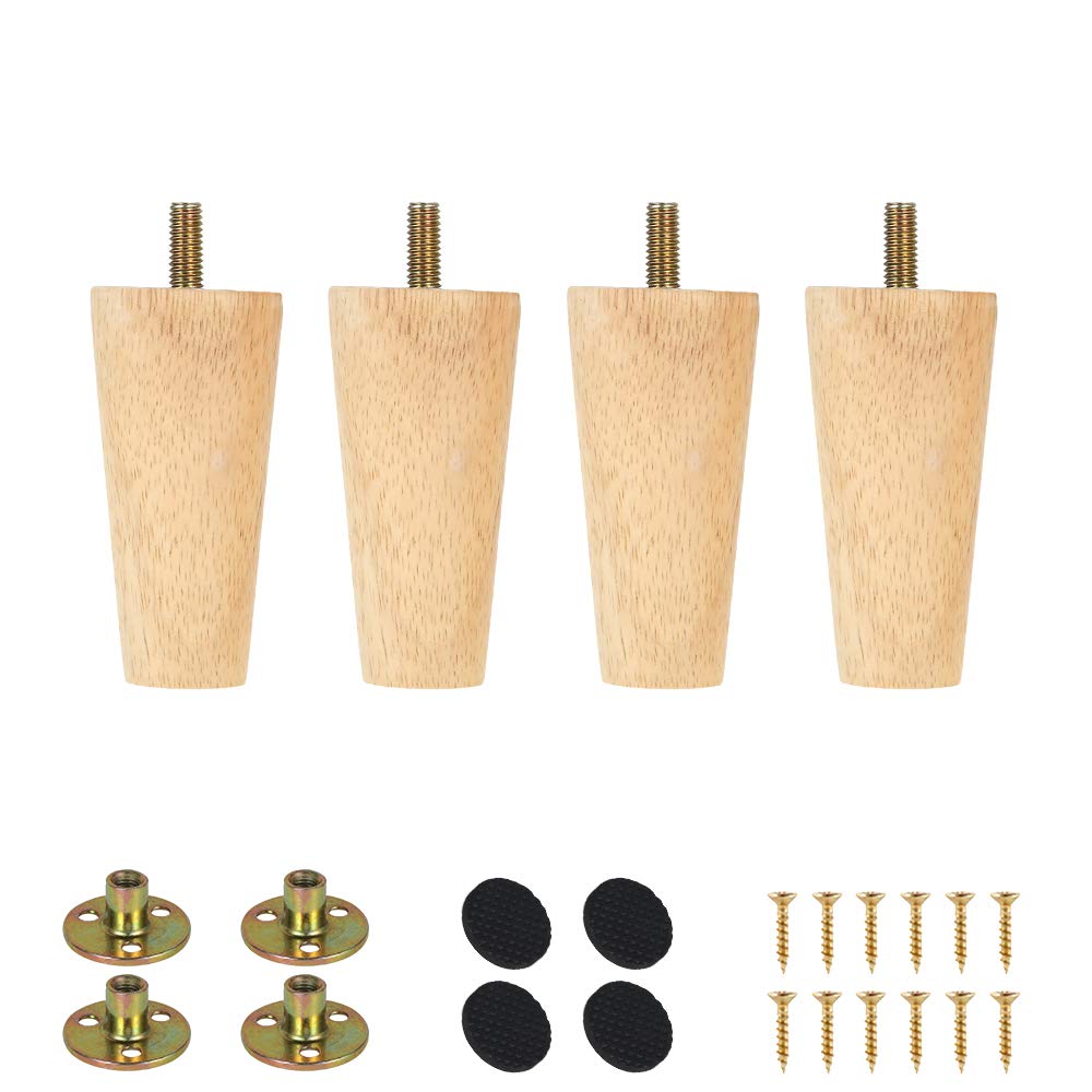 Buy 8cm Wooden Furniture Legs, 4pcs Tapered Wooden Sofa Legs, Solid