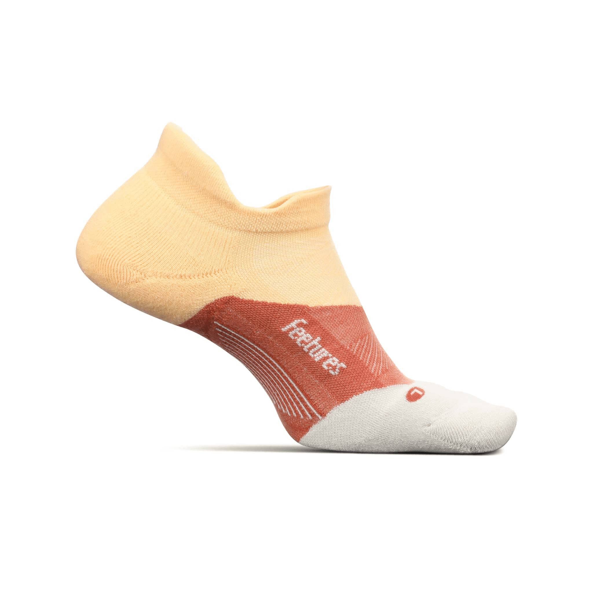 Feetures Elite Light Cushion No Show Tab Socks, Electric Peach (M)