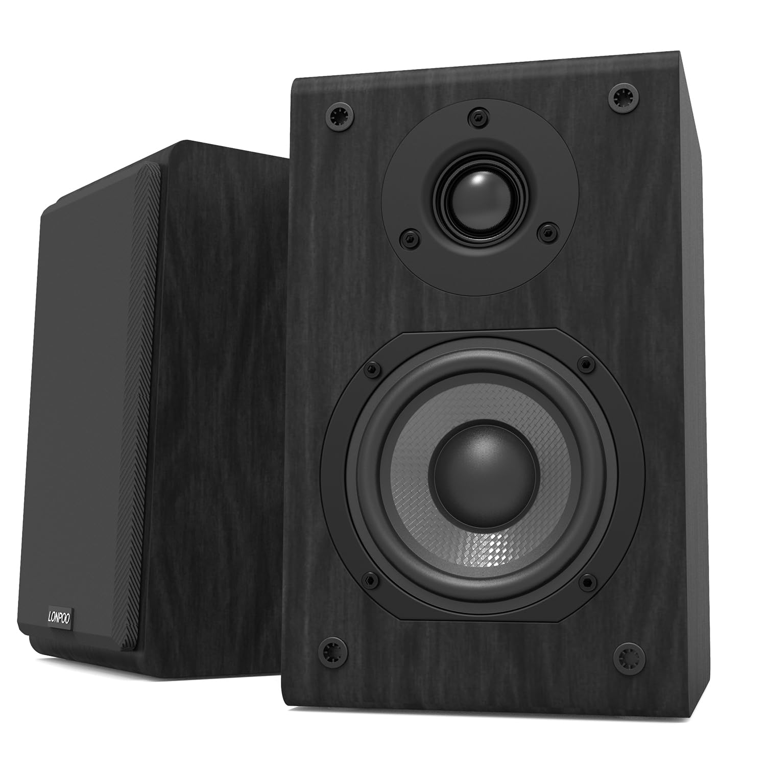 LONPOO Passive Bookshelf Speakers, 150W Wooden Cabinet Stereo Speakers Pair