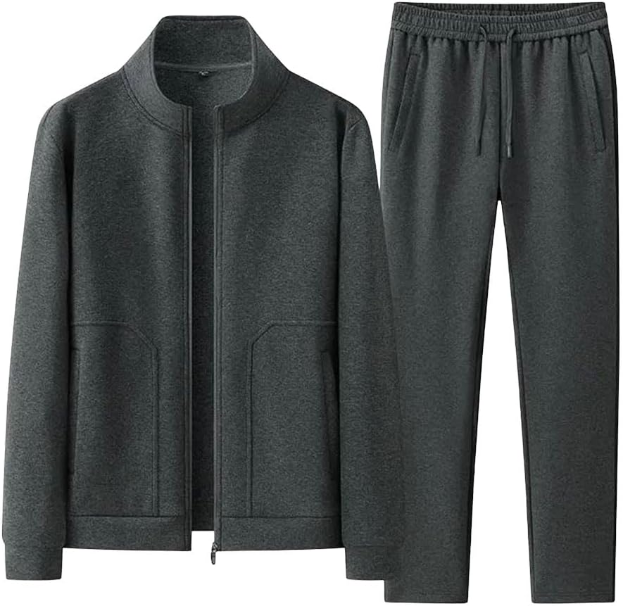 Men's Autumn 2 Piece Tracksuit Set Casual Windproof Breathable Stand Collar Sportswear for Outdoor Running Training