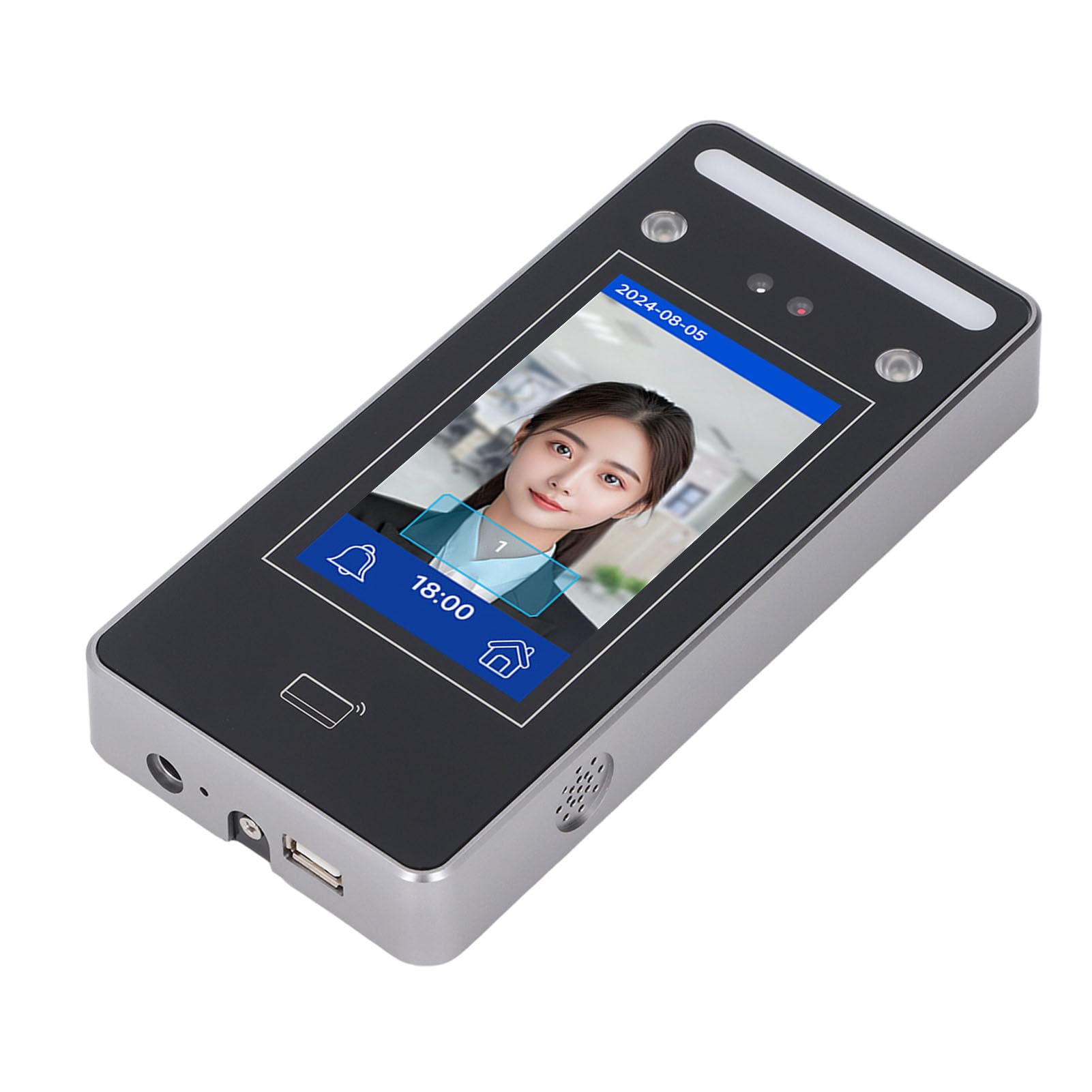 AI Macchina di Frequenza del Riconoscimento Facciale | 0,2S Verifica Rapida e a Doppia Fotocamera | 500 Capacità della Carta Facciale/500 | 4.3 touchscreen | per il Controllo