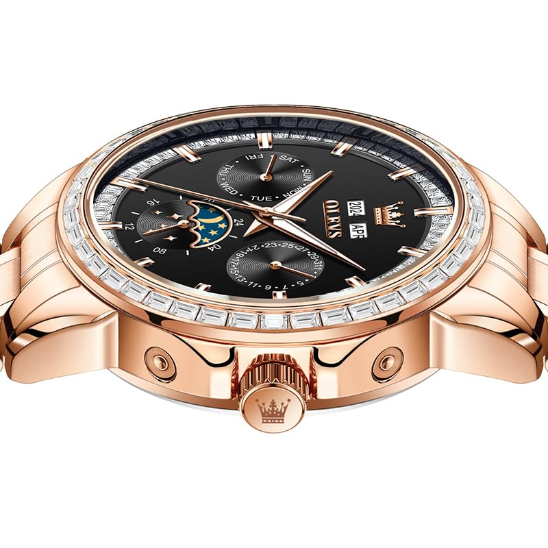 Image of OLEVS Automatic Watches for Men 43MM Skeleton Large Dial 3Hand Self Winding Watch Stainless Steel Dress Luxury Mechanical Waterproof Luminous Wirst Watch Gift