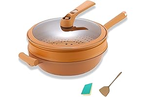 2-in-1 Non-Stick Clay Wok with Steamer Basket