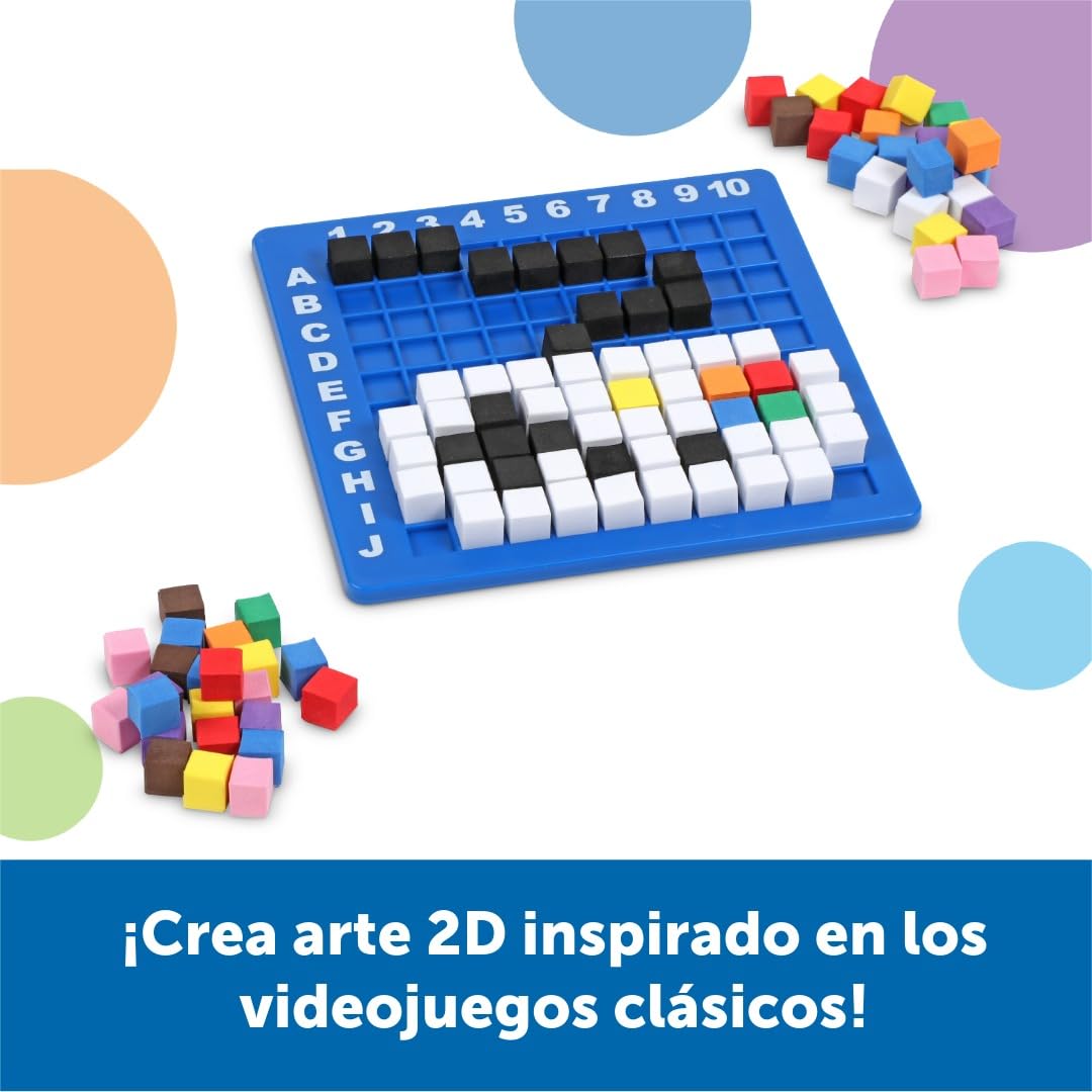 Learning Resources Pixel Art Challenge – Juego Stem para Niños 5+ – 402 Piezas con Cubos Píxel – Manualidades Educativas sin Pantalla