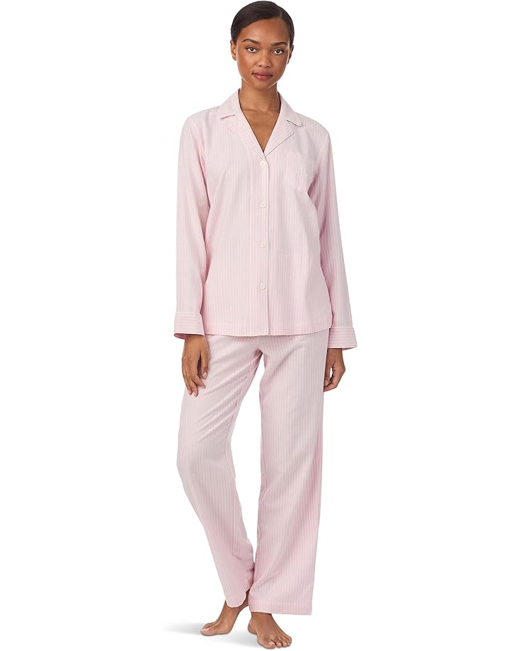 Lauren Ralph Lauren Woven Long Sleeve Notch Collar Long Pant Pajama Set - Main View