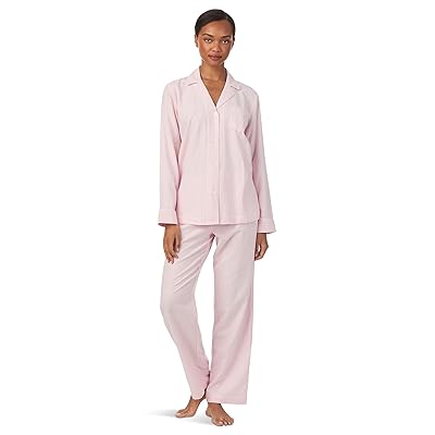 Lauren Ralph Lauren Woven Long Sleeve Notch Collar Long Pant Pajama Set Women
