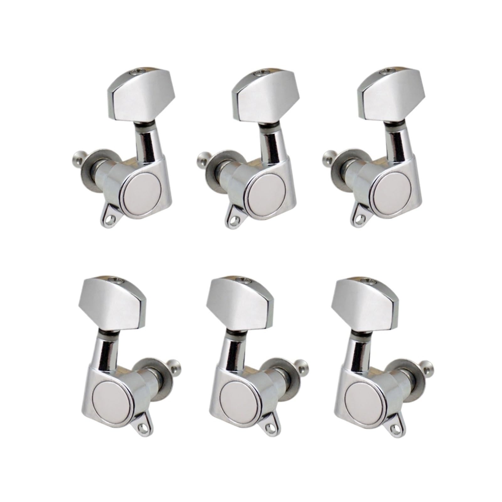 6PCS Versiegelte Gitarrensaitenwirbel Locking Tuner 3L3R Tuning Tuner Akustische Maschinenkopfknopf(Silver)