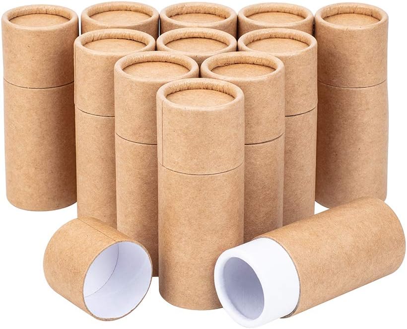 BENECREAT 12PCS 20ml BurlyWood Kraft Paperboard Tubes Round Kraft Paper Containers for Pencils Tea Caddy Coffee Cosmetic Crafts Gift Packaging