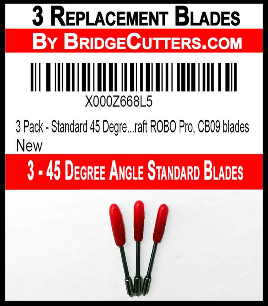 3 Pack - Standard 45 Degree Angle Replacement Cutting Blades for Craft Cutting Machines, Silhouette, Cameo, Graphtec Craft ROBO Pro, CB09 Blades