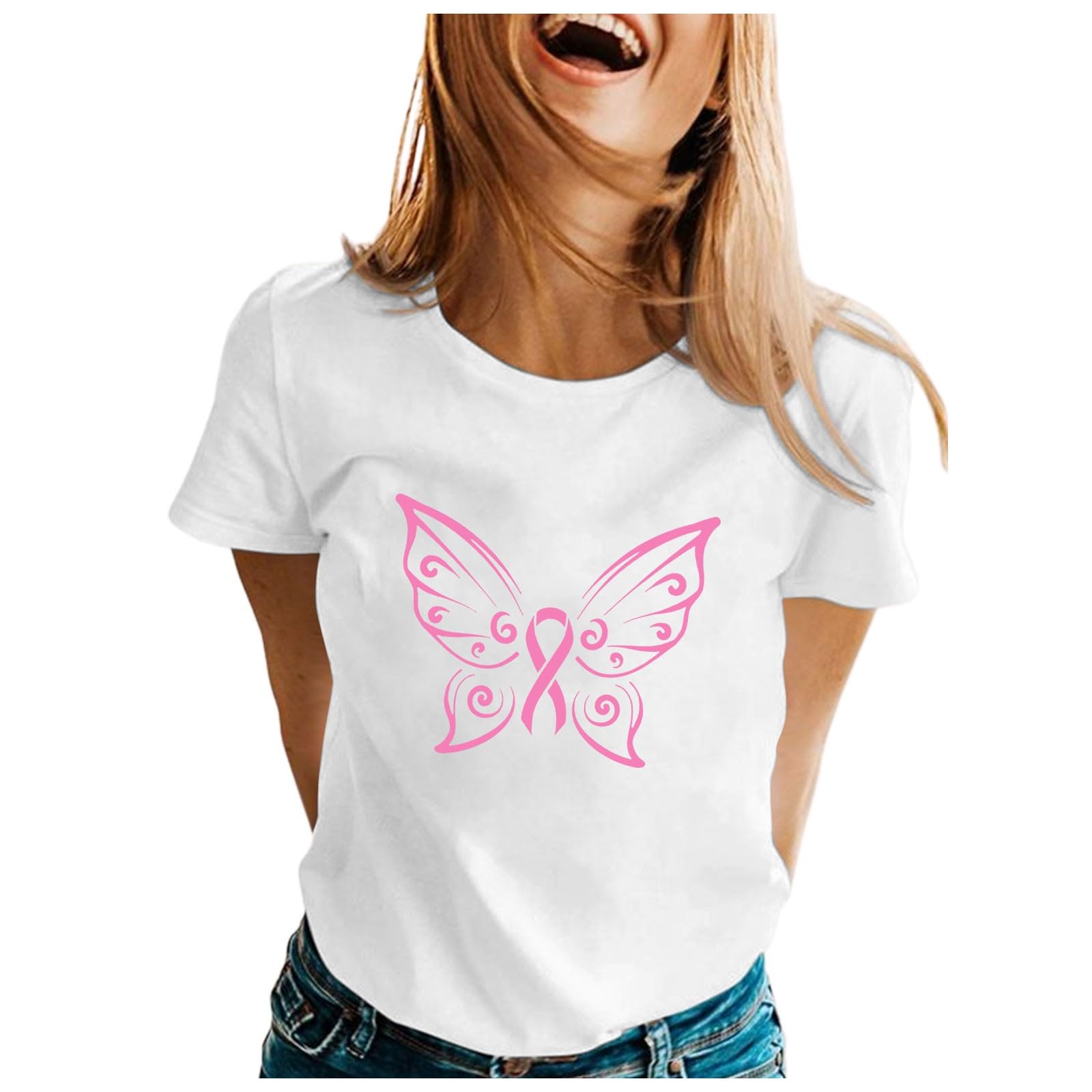 Cokbyavla Womens This Is My Fight Shirt,Stronger Than Cancer Shirt Breast Cancer Shirts for Unisex Plus Size in October We Wear Pink T-Shirt Pink Ribbon Graphic Tees Hope Pink Ribbon Breast Ca