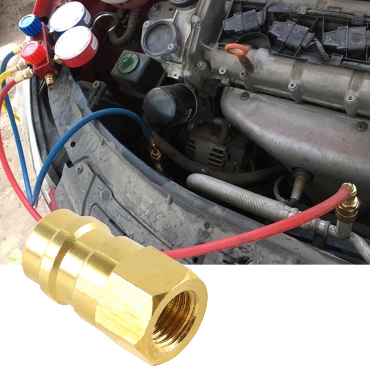 Adaptador de Manguera de refrigerante R12 R22 a R134A, Rosca SAE de 1/4, Conector Macho de Alta y Baja presión para Sistemas de Aire Acondicionado.