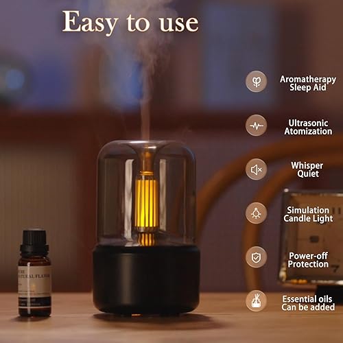 Miniatura 3 de LONCIN Difusor de aceite esencial, difusor de aromaterapia de 5.1 fl oz con apagado automático, difusor de aroma para aceites esenciales,