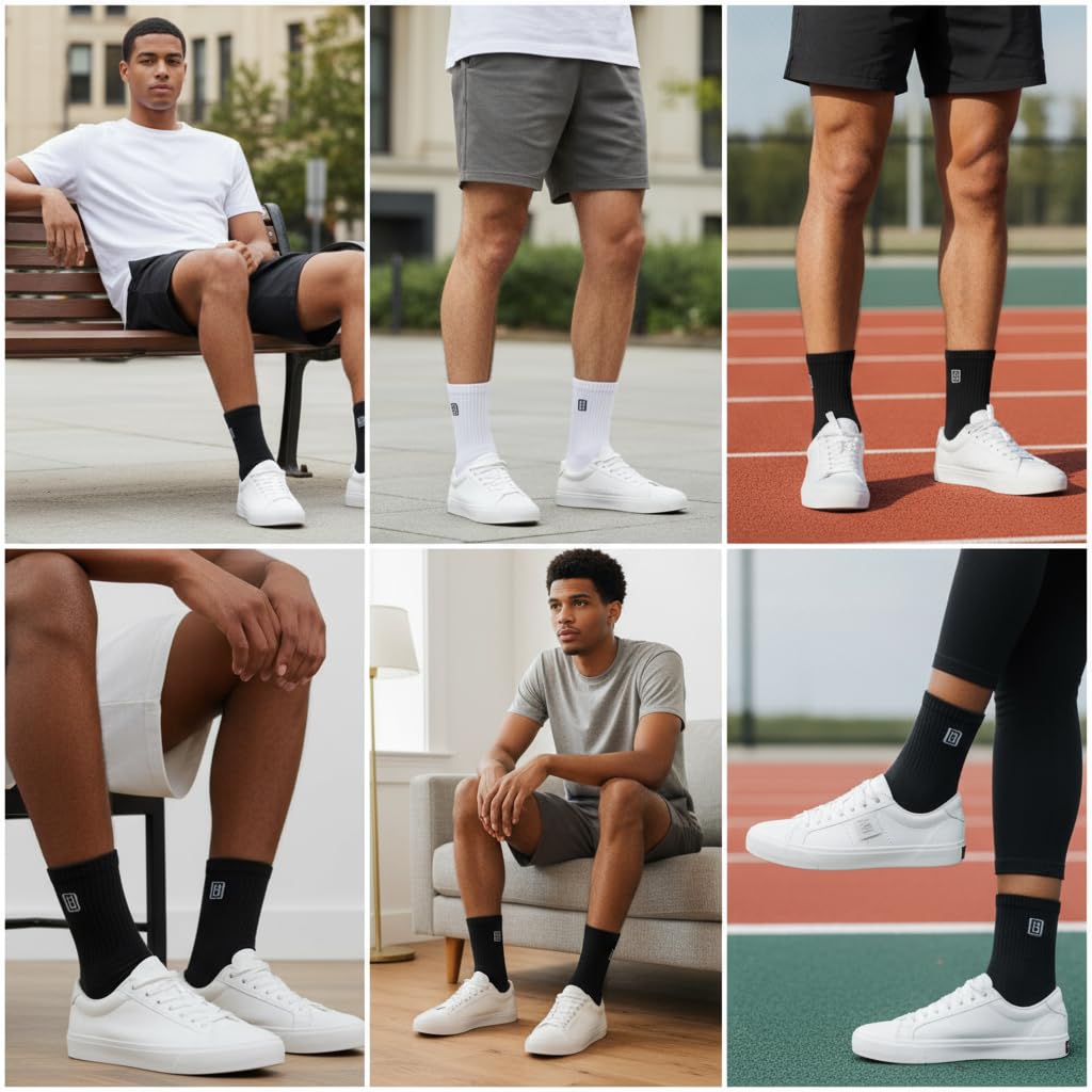 Chaussettes classiques homme en coton 10 paires,Lot mixte 5 couleurs (noir, gris clair, gris foncé, blanc, bleu),Coupe respirante et douce,couples,39-44