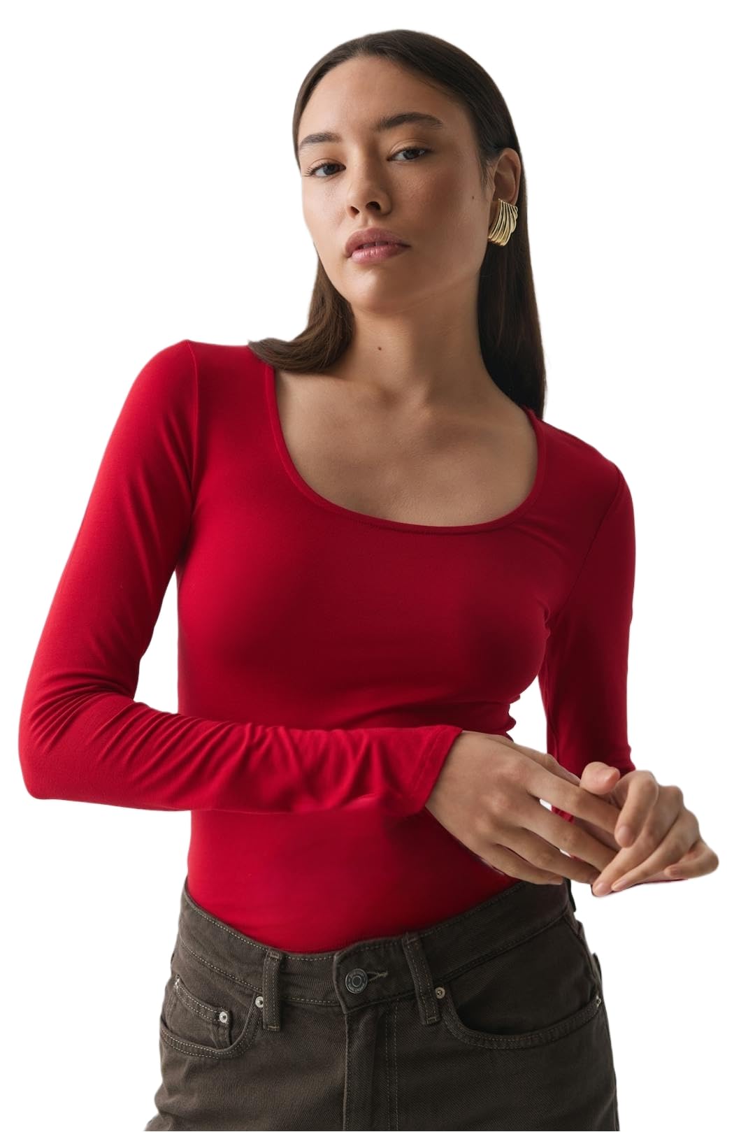 sightbomb SKIMS SOFTFORM Scoop Neck Afford LUX Edition Long Sleeve SOFTLINE Cuddle TEE Active WEAR/Casual WEAR TOP for Women-picture-0