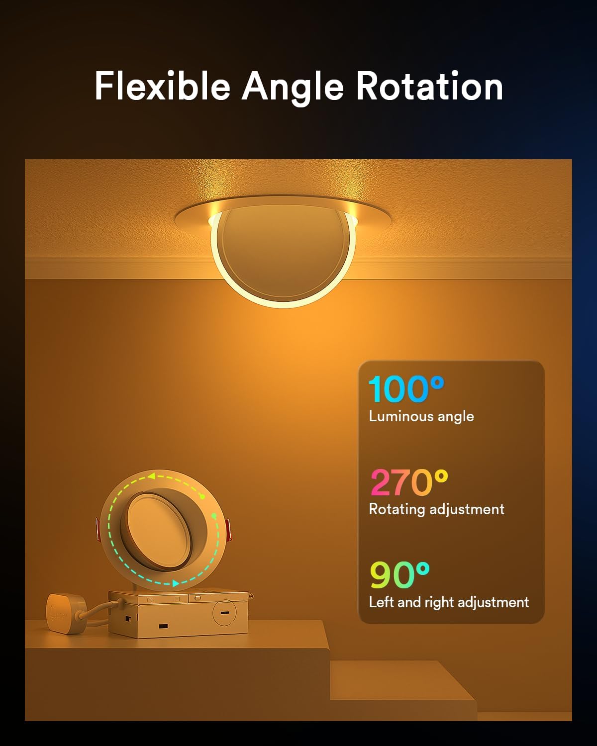 Lumary 4 Inch Smart Gimbal Recessed Lighting Ultra with 2200k Night Light,270°+90°Rotatable LED Recessed Lights, 9W 600LM Angled Adjustable LED Downlight, Works with Alexa & Google Assistant,4Pack Lumary 4 Inch Smart Gimbal Recessed Lighting Ultra with 2200k Night Light,270°+90°Rotatable LED Recessed Lights, 9W 600LM Angled Adjustable LED Downlight, Works with Alexa & Google Assistant,4Pack