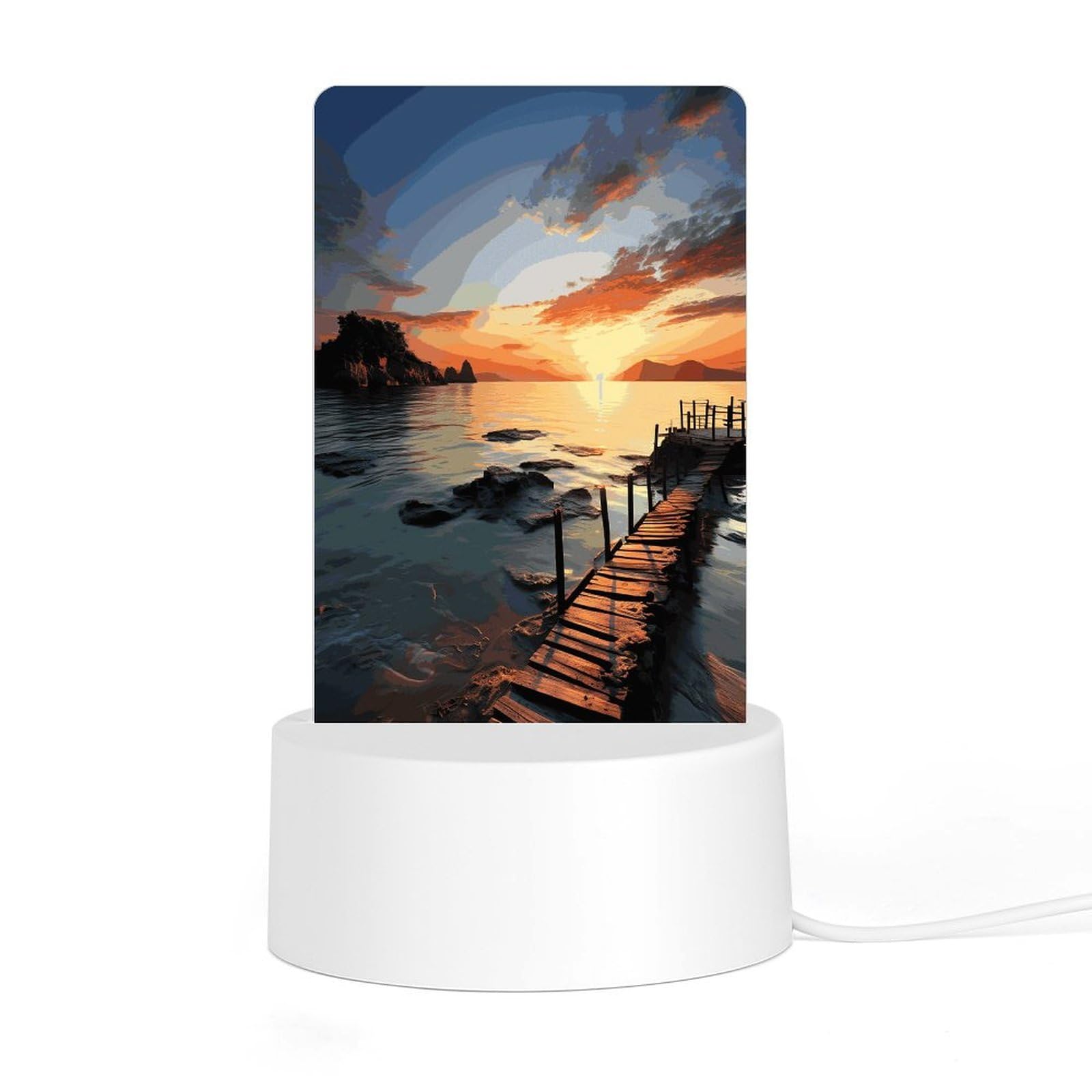Adfgyerh Style Seascape Sunset Ocean Beach Night Light Acrylic Material Easy Installation, Home Decor Usb Interface Power Supply, Lamp For Restaurant Bar Cafe Room Decor