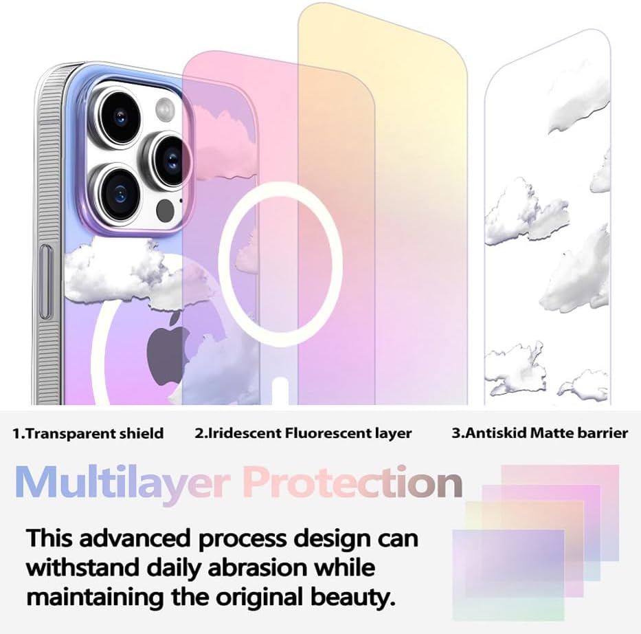 I-MGAE-IN-AR Designed for iPhone 12 Case, i Phone 12 Pro Case,[Compatible with MagSafe] Cute Trendy Soft Slim TPU Shockproof Protective Iridescent Cloud Cases Cover for Women Aesthetic - Image 2